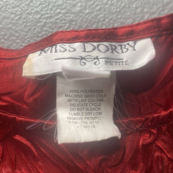 Vtg MISS DORBY 2-Piece Midi Skirt Sleeveless Blouse Set Petite Womens 10 P Red - Picture 14 of 14